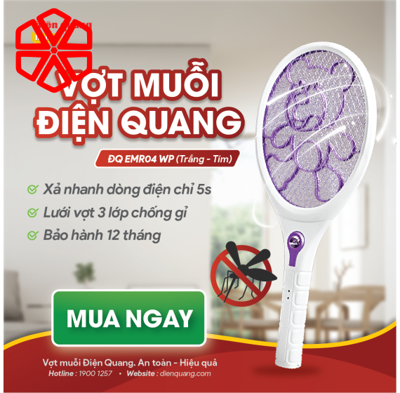Vợt muỗi Điện Quang ĐQ EMR04 WP ( Trắng - tím )