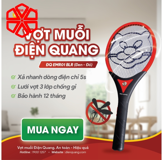 Vợt muỗi Điện Quang ĐQ EMR01 BLR ( Đen - đỏ )