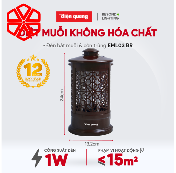 Đèn bắt muỗi Điện Quang ĐQ EML03 BR