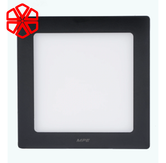 Led Panel ốp nổi nhôm, thân đen, mặt vuông 12W ánh sáng vàng SSPLB-12V