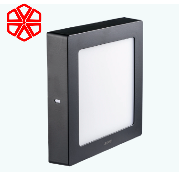 Led Panel ốp nổi nhôm, thân đen, mặt vuông 12W ánh sáng trắng SSPLB-12T