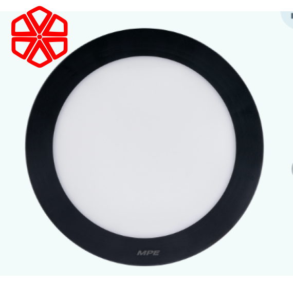 LED Panel ốp nổi nhựa đen, mặt tròn 18W ánh sáng vàng SRPLB2-18V