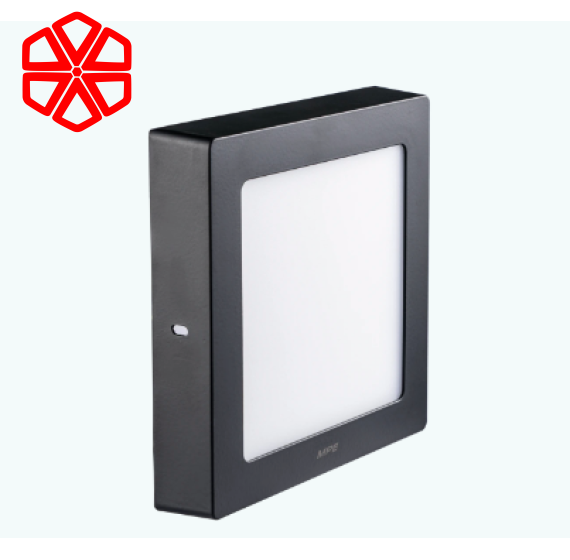 Led Panel ốp nổi nhựa đen, mặt vuông 12W ánh sáng vàng SSPLB2-12V