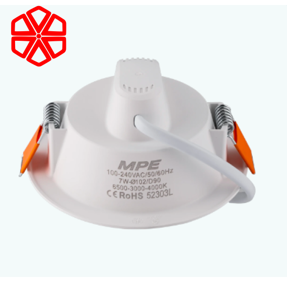 Led Downlight âm trần nhựa 7W - 3 chế độ màu DLE-7/3C