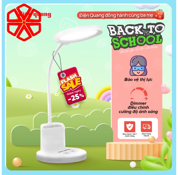Đèn Để Bàn Cảm Ứng chống cận Điện Quang ĐQ LDL15B 10W (10W, Màu Trắng, Đổi Màu, Đế Gác Điện Thoại Và Hộp Cắm Bút)