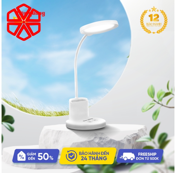 Đèn Để Bàn Cảm Ứng chống cận Điện Quang ĐQ LDL15B 10W (10W, Màu Trắng, Đổi Màu, Đế Gác Điện Thoại Và Hộp Cắm Bút)