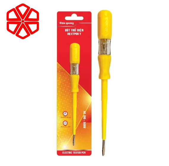 Bút thử điện Điện Quang ĐQ ETP09 Y ( Đầu vít dẹp, 185 mm, màu vàng )