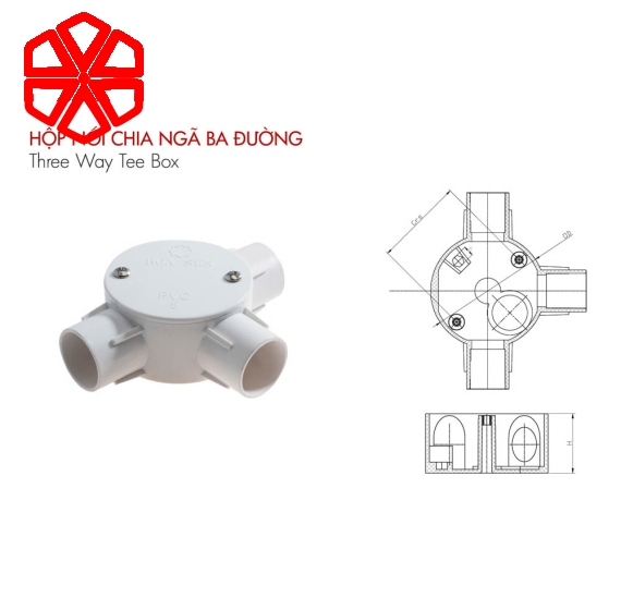 Hộp nối 3 đường PVC-U LDĐ Có nắp