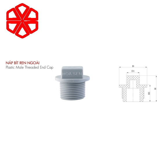 Nắp bít ren ngoài PVC-U 21 dày