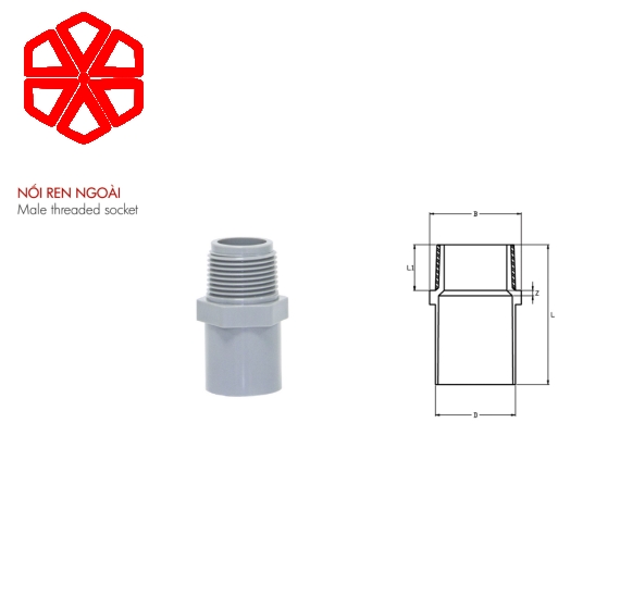 Nối ren ngoài PVC-U mỏng