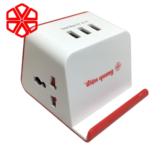 Ổ cắm Điện Quang ĐQ ESK DBW103USB ( Kiểu tàu siêu tốc, 3 lỗ 3 chấu, 2 USB, màu trắng )