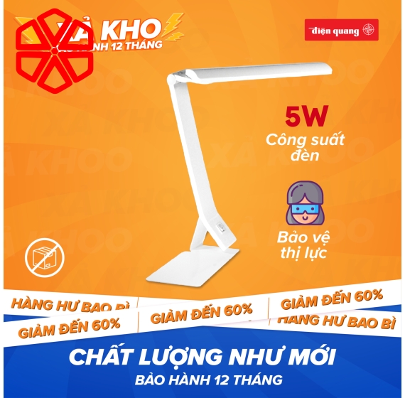 [XẢ KHO] Đèn bàn LED chống cận Điện Quang ĐQ LDL02 5W - Hàng không bao bì - Năm SX 2014, 2015 - Bảo hành 12 tháng
